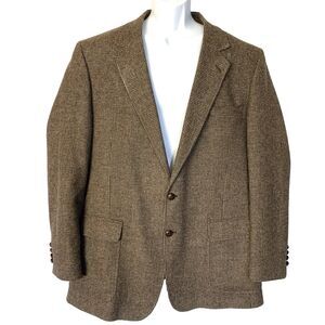 Vintage Men’s Arnie Wool Tweed Blazer 46XT Brown Houndstooth Sport Coat
